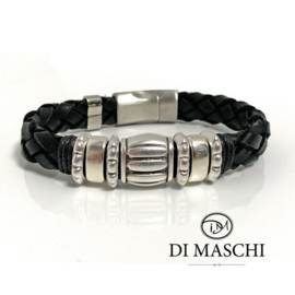 Lusso Black leren armband