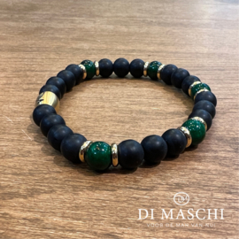 Mat zwarte met Gucci groen 8mm  armband