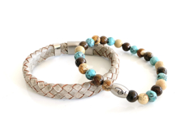 Grey, Sand, Dark Brown & Turquoise 3 colors set