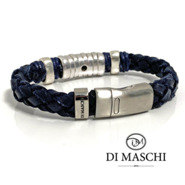 Lusso blue leren armband B