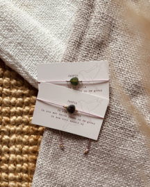 Jaspis hartje op satijnkoord - Mauve