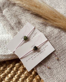 Jaspis hartje op satijnkoord - Mauve