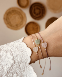 Dalmatiër Jaspis hartje op satijnkoord - Roest