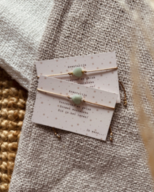 Aventurijn hartje op satijnkoord - Beige