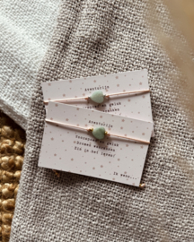 Aventurijn hartje op satijnkoord - Zalm