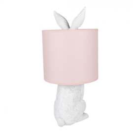 Tafellamp Konijn Ø 20x43 cm Wit Roze Kunststof Bureaulamp