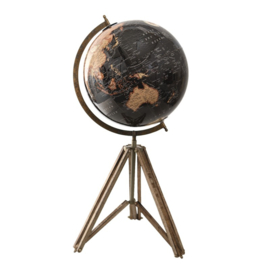 Clayre & Eef Wereldbol 31x31x67 cm Zwart Hout Metaal Globe