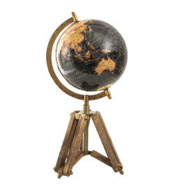 Clayre & Eef Wereldbol 18x16x26 cm Zwart Hout Metaal Globe