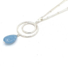 Zilveren collier met braziliaans aquamarijn.