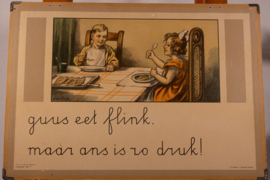 Guus eet flink , maar Ans is zo druk