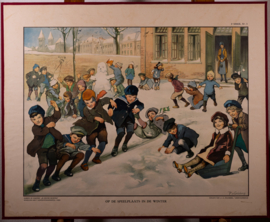Op de speelplaats in de winter