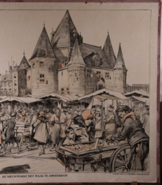 De Nieuwmarkt met Waag  te Amsterdam
