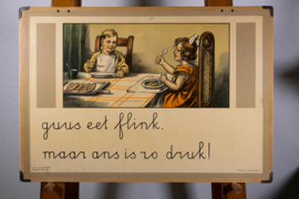 Guus eet flink. Maar Ans is zo druk.