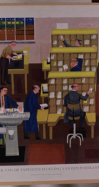 Het werk vd expeditieafdeling van een postkantoor
