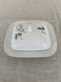 Ontbijtservies Wunsiedel Rosalinde, wit met grijze roos