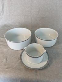 Schalen en saucière Thomas, grijs met zilveren rand