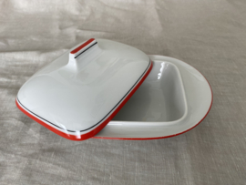 Ontbijtbord Mitterteich, roodzwarte rand