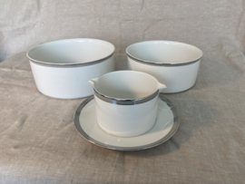Schalen en saucière Thomas, grijs met zilveren rand