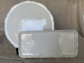 Gebaksset Hutschenreuther, wit met golfrand