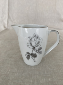 Ontbijtservies Wunsiedel Rosalinde, wit met grijze roos