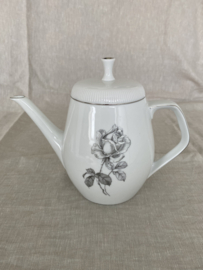 Koffie- en theepot Wunsiedel Rosalinde, wit met grijze roos