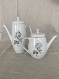 Koffie- en theepot Wunsiedel Rosalinde, wit met grijze roos