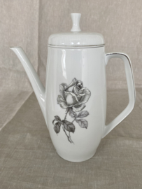 Koffie- en theepot Wunsiedel Rosalinde, wit met grijze roos
