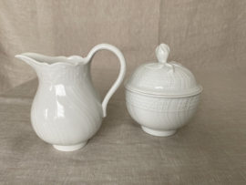 Melkkannetje en suikerpot met deksel Hutschenreuther, Form Dresden