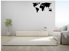 Muursticker wereld kaart - World Map - Decoratief 60x30 cm