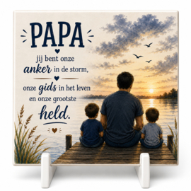 Papa tegel – warme illustraties van vader en 2 zoons