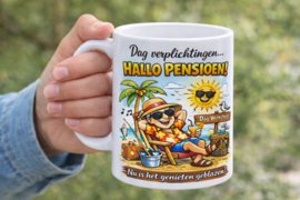Pensioen Mok Man 330 ml – Cadeau Pensioen Man – Grappige Mok Hallo Pensioen – Afscheid Collega