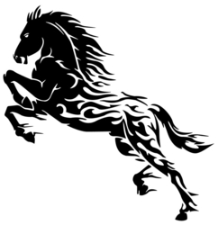 Muur - Raam sticker paard flame - decoratief  - Auto - Aanhanger 30x30 cm