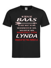 T`shirt  met tekst ik ben de baas