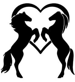 Muur / Raam sticker 2 paarden in een hart - Woonkamer - Slaapkamer - Auto - Aanhanger