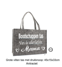 Vilten bedrukte Boodschappen  tas voor Mama