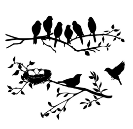 Decoratieve raam - muur stickers Vogels op takken