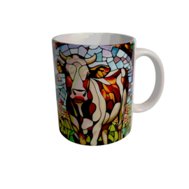 Beker Koe - Cow - Boerderij - Stained glass - Verjaardag geschenk- Mug - Moederdag - Vaderdag - Boer - Boerin