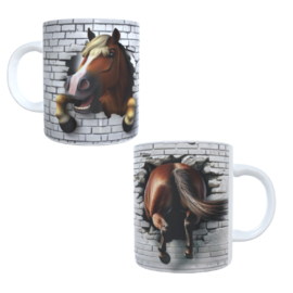 Bedrukte koffie beker - grappige thee mok - paard - paarden - paardenhoofd