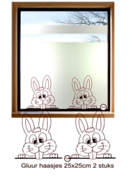 Raamstickers gluurhaasjes set 2 stuks
