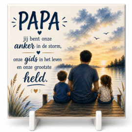 Papa tegel – warme illustraties van vader , zoon en dochter