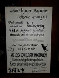 Tekstbord Welkom bij onze Gastouder