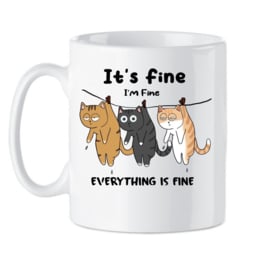 Koffie grappig  beker -  gein thee mok It`s fine - I`m fine  -