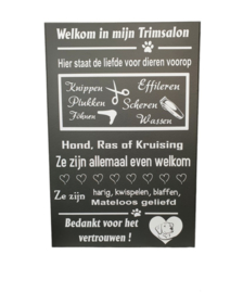 Tekstbord trimsalon - Dieren - knippen - trimmen