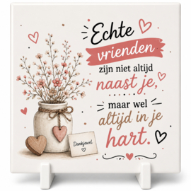 Tegel keramiek tekst echte vrienden