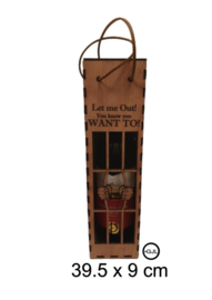 Houten wijnkist Let me out!