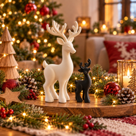 Kerst decoratie schattige setje met twee reeën