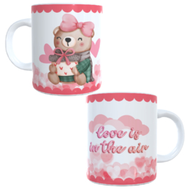 Bedrukte koffie beker - thee mok - love is in the air - liefde