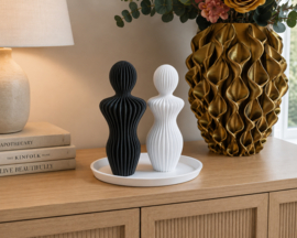 Decoratieve Set 'Man & Vrouw' met Ovale Schaal – 3D Geprint