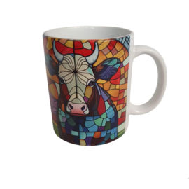 Beker Koe - Cow - Boerderij - Stained glass - Verjaardag geschenk- Mug - Moederdag - Vaderdag - Boer - Boerin