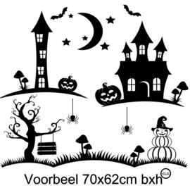 Halloween raamsticker spookhuis set 2